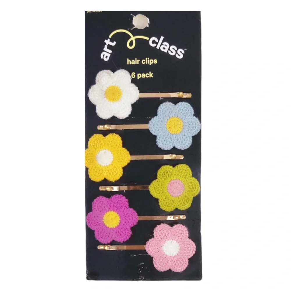 Boho Flower Hair Clips Crochet Daisy‎ & Embellished Beaded Flower Bobby Pins Set